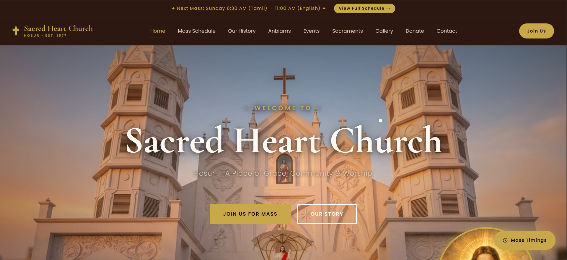 Sacred Heart Church website home page